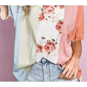 BT2359 COTTON SPAN KNIT COLOR BLOCK TOP